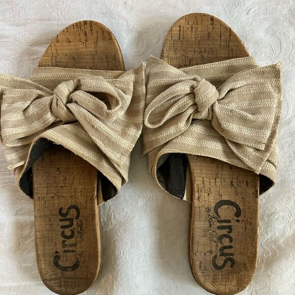 Circus by Sam Edelman Tan Women's Slide Sandals with Cork Soles Size 9 - Picture 1 of 5